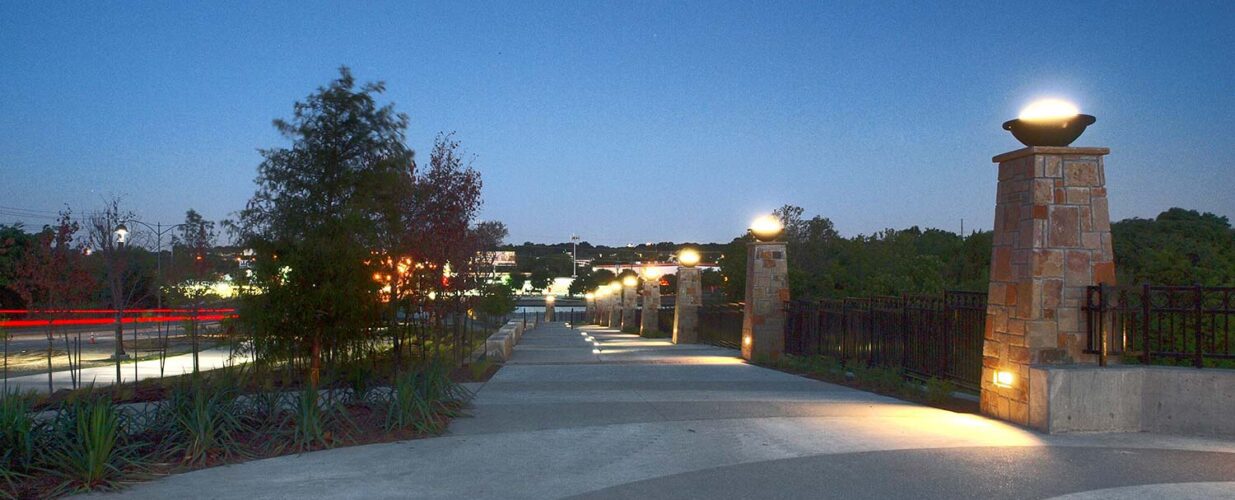 White Rock Lake lighted trail at night